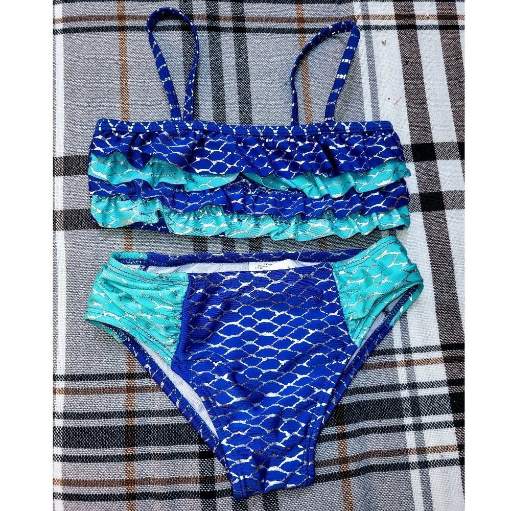Girls Bathing Suit, Blue Ruffled Two-Piece from Body Glove